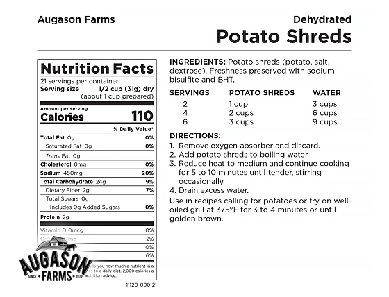 Augason Farms: Dehydrated Potato Shreds Can